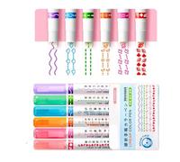 6 marcadores de curvas multicolor para estudiantes, profesores, herramientas de escritura vibrantes y suaves, marcadores esenciales de dibujo de líneas artísticas