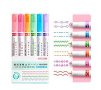 6 marcadores de dibujo de líneas curvas, surtido de colores vibrantes, suministros escolares de oficina para diarios de viaje, escritura creativa, rotuladores con forma de flor