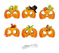 6 máscaras de papel de calabaza de otoño para adultos, cosecha de otoño, accesorios de fotos de calabaza, máscara de ojos de papel, relleno de bolsas de fiesta para niños, Halloween, Acción de Gracias