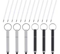 6 Mini Lápices Táctiles con Bucle de Llavero Lápiz Táctil Capacitivo Bullet Lápiz Táctil de Tablero de Llavero y 12 Recambios Negros de 1,0 mm con Forma de Bala para Pantalla Táctil Portátil