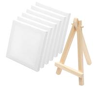 6 mini lienzos con 1 mini caballete, lienzos pequeños de 10 x 10 cm para pintar, tableros blancos para óleo y acrílico, decoración para artistas