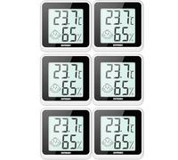 6 mini termómetros higrómetro digital para interior, medidor de temperatura y humedad, indicador de confort y emoticonos, para colocar o pegar, para salón, oficina, habitación de bebé y más