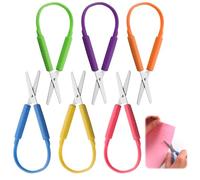 6 mini tijeras de bucle para niños, 14 cm, tijeras de entrenamiento de seguridad para niños, mango de apertura automática, diseño adaptable para el regreso a clases, manualidades, regalo de fiesta