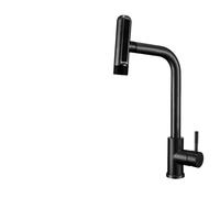 6 Mode Gray Kitchen Faucets Pull Out Rotation Waterfall Black Stream Sprayer Head Sink Mixer Brushed Nickle Water Tap Accessorie(Black,G9/16)