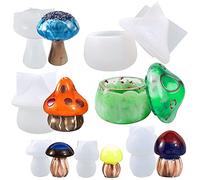 6 moldes de resina de hongos, FineGood moldes de silicona para tarros de resina de hongos, moldes de resina epoxi de silicona para decoración del hogar