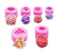 6 moldes de silicona 3D con forma de flor y rosa, vela de jabón, para decoración de pasteles y manualidades