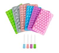 6 moldes de silicona con diseño de ositos de goma, 6 diseños diferentes, forma de oso de goma, con 4 goteros para hacer dulces, chocolate, gelatina, cubitos de hielo, galletas