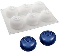 6 moldes de silicona para hornear de arándanos de cavidad - Realistic Berry Shape, Fruit Shaped Non-Stick Mousse Cake Mold, Food-Grade Heat-Resistant Silicone Molds for Chocolate Pudding Ice Cream