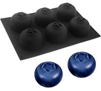 6 moldes de silicona para hornear de arándanos de cavidad - Realistic Berry Shape, Fruit Shaped Non-Stick Mousse Cake Mold, Food-Grade Heat-Resistant Silicone Molds for Chocolate Pudding Ice Cream