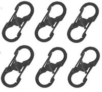 6 mosquetones en forma de S pequeños ganchos de aleación, clip de puerta de doble alambre, llavero entrelazado, accesorio pequeño, gancho de doble clip de metal multifunción para el hogar, senderismo