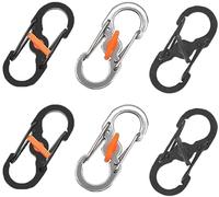 6 mosquetones en forma de S pequeños ganchos de aleación, clip de puerta de doble alambre, llavero entrelazado, accesorio pequeño, gancho de doble clip de metal multifunción para el hogar, senderismo