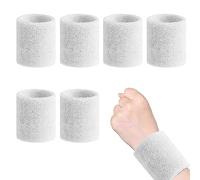 6 muñequeras deportivas para el sudor, transpirables, muñequeras para el sudor, para tenis, baloncesto, fútbol, correr, color blanco