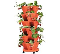 6 Nivel Vertical plantador apilable Torre de jardín con Ruedas Interior al Aire Libre Maceta al Aire Libre para Fresas Hierbas Balcón Espacio de Ahorro de Alimentos Sistema de siembra Seguro portátil