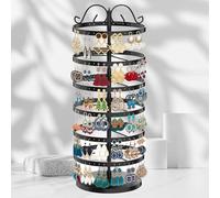 6 niveles expositor de joyería giratorio, soporte para pendientes, soporte para pendientes, soporte para joyas, giratorio, para collares, pulseras, pendientes, anillos