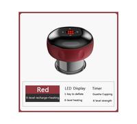 (6 niveles rojo) Dispositivo de ventosas eléctricas inteligentes, masajeador corporal con raspado, ventosas térmicas
