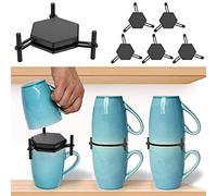 6 organizadores apilables para tazas de café, apilables, ajustables, apilables, organizadores de vasos de cocina, organizador de almacenamiento para armario, ahorro de espacio