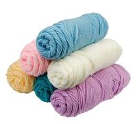 6 ovillos de 100 g de hilo de algodón de leche de colores, hilo acrílico de 8 capas para tejer pistola y aguja de perforación, hilo de ganchillo de 3 mm para alfombra/suéter/bufanda