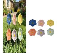 6 Pack Bee Watering Station, Bee Baths Drinking Cups Weatherproof Flower Shape Watering Station Bird Bath Decorative Garden Stakes For Outdoor Garden Yard Lawn Patio Decor