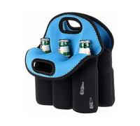6 Pack Beer Carrier Cooler Bags, Neoprene Insulated Beer Carrier for Beer Bottles, Outdoor Beer and Beverage Tote Bag with Secure Carry Handle Light B