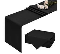 6 Pack Caminos Negro Caminos 9 FT, Camino Mesa Poliéster Rústico 12x108 Inch Granja, Caminos Mesa Lavables Reutilizables para Bodas Fiestas Cumpleaños Decoraciones Mesa Banquete