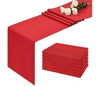 6 Pack Caminos Rojo Caminos 9 FT, Camino Mesa Poliéster Rústico 12x108 Inch Granja, Caminos Mesa Lavables Reutilizables para Bodas Fiestas Cumpleaños Decoraciones Mesa Banquete