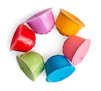 6 Pack Cápsulas Dolce Gusto Recargables, Filtros de Café Recargables, Capsulas Reutilizables Para Cafetera Compatibles con Cápsulas Dolce Gusto,Con1 Cepillo y 1 Cuchara(patrón de rosa)