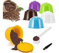 6 Pack Cápsulas Dolce Gusto Recargables, Filtros de Café Recargables, Capsulas Reutilizables Para Cafetera Compatibles con Cápsulas Dolce Gusto,Con1 Cepillo y 1 Cuchara(textura suave)