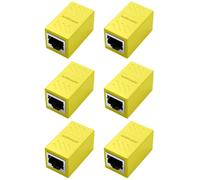 6 Pack Conector RJ45 10 Gbps, Uniao RJ45 Hembra Doble para Cat5 Cat6 Cat7 Cat5e, Empalme Adaptador Ethernet para Blindado y de Alta Velocidad, Amarillo