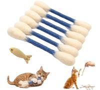 6 Pack Cotton Swabs Cat Toys with Catnip, Interactive Felt Kitty Kicker Toy Sticks, Durable Big Kitten Chew Dental Teething Ropes for Boredom Exercise Play Anxiety Digestive Aid Lover Gift (Blue)