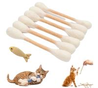 6 Pack Cotton Swabs Cat Toys with Catnip, Interactive Felt Kitty Kicker Toy Sticks, Durable Big Kitten Chew Dental Teething Ropes for Boredom Exercise Play Anxiety Digestive Aid Lover Gift (Brown)
