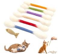 6 Pack Cotton Swabs Cat Toys with Catnip, Interactive Felt Kitty Kicker Toy Sticks, Durable Big Kitten Chew Dental Teething Ropes for Boredom Exercise Play Anxiety Digestive Aid Lover Gift (6Mix)
