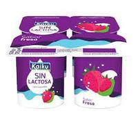 (6 PACK) de 4 x 125 g. KAIKU Yogur sin lactosa con varios sabores (Refrigerado) (FRESA)
