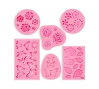 6 Pack Fondant Molds, Mini Flower Mold Molds Leaf Mold, Molds Mer Molds, Non-stick Silic Molds for Cake Ratin