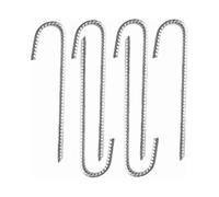 6 Pack Heavy Duty Galvanized Steel J Rebar Anchor Stakes - for Marquees, Arbors, Castles, Tents, Trampolines, Bouncing, Camping, Soccer Nets