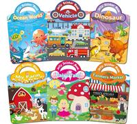 6 Pack Jelly Sticker Books Edades 1-3 3-5, Libros de pegatinas reutilizables para niños, Lindos libros de pegatinas para niños pequeños 2-4 años, pegatina libro de actividad para chico