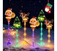 6-Pack Moving Solar Christmas Lights, Courtyard Tree Snowman Reindeer, LED Waterproof Solars Christmas Lights Outdoor Decorations, Solars & Battery Power, for Patio, Lawn & Pathway (B,Battery)