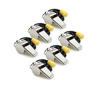 6 Pack Stainless Steel Sports Whistles with Lanyard, Loud Crisp Sound Whistles Bulk Great for Coaches, Referees, and Officials