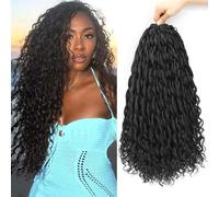6 Packs 18 Inch Passion Twist Crochet Braids Hair Ocean Deep Wave Braiding Hair French Curly Braiding Hair Pre-looped Long Water Wave Crochet Synthetic Hair Extensions for Women Girl (1B#, 18inch)