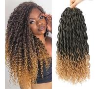 6 Packs 18 Inch Passion Twist Crochet Braids Hair Ocean Deep Wave Braiding Hair French Curly Braiding Hair Pre-looped Long Water Wave Crochet Synthetic Hair Extensions for Women Girl (T1B/27#, 18inch)