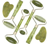 6 pacote Jade Facial riscado Kits rolo da Pele spa gua sha raspagem massagem ferramentas anti envolvimiento rugas para rosto massagem linfática-A
