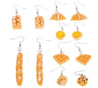6 Pair Food Set Bread Drop Dangle Earrings Women Girls Simulated Jewelry for Parties