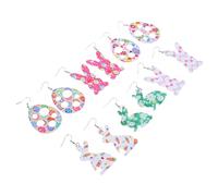 6 Pairs Easter Ring Hoops Ears Plush Bunny Rabbit Nose Piercings Pet Small Hoop Shower Games Drop Earring Trendy Egg Earrings Leather