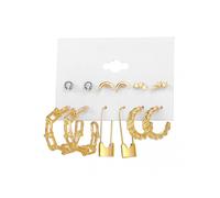 6 Pairs Large Hoop Earrings Luxury Elegant Faux Pearl Golden Women Earrings Set Fashion Accessories Gift