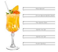 6 pajitas de cristal Aperol Spritz largas de 20 cm, pajitas de cristal reutilizables, para batidos, café, té, batidos de leche, granizado, aperol, spritz, set de regalo para hombres y mujeres