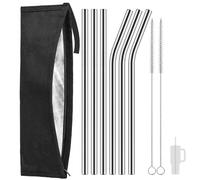6 pajitas de metal con 1 funda de aluminio y 2 cepillos para taza Stanley Quencher de 40/30 oz, pajitas de repuesto de acero inoxidable de 30,5 cm de diámetro de 1 cm para Stanley Cup 887 ml/1,2 L