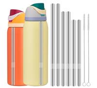 6 pajitas de repuesto de metal compatibles con botella de agua Owala de 24 onzas, 32 onzas, con 2 limpiadores de popotes, popotes de acero inoxidable reutilizables, accesorios de botella para