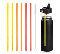 6 pajitas de repuesto para botella Hydro Flask de boca ancha de 32 onzas, pajitas de plástico reutilizables sin BPA para Hydroflask de 18/40/64 onzas, accesorios de repuesto para vaso (rojo, naranja,