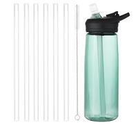 6 pajitas de repuesto para Camelbak Eddy + botella de agua, con un cepillo de limpieza, pajitas reutilizables rectas, solo compatibles con accesorios Camelbak Eddy (20/25/32 onzas)