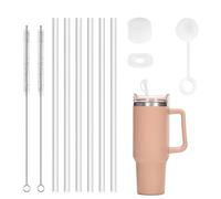 6 pajitas de repuesto para Stanley Cup 40/30 oz, 11 juego de accesorios Stanley con pajitas transparentes de 30 cm, 2 cepillos de limpieza y 3 accesorios de silicona a prueba de fugas, pajitas