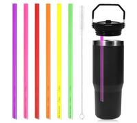 6 pajitas de repuesto para vaso Stanley IceFlow de acero inoxidable de 30 onzas, pajitas de plástico reutilizables compatibles con Stanley IceFlow de 40 onzas, 20/64 onzas, accesorios de popote